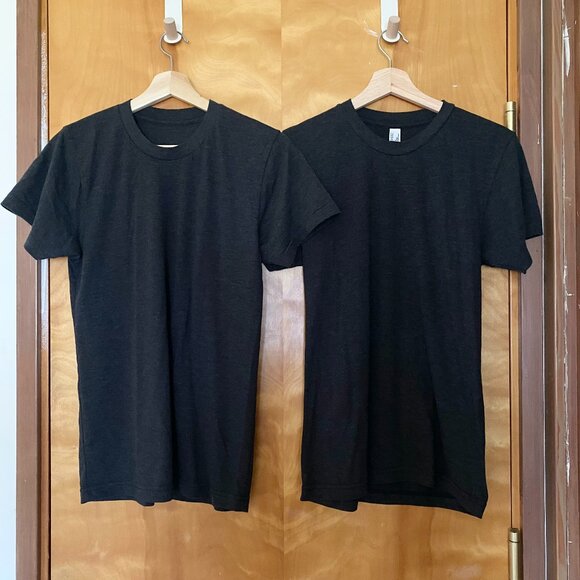 SET OF 2 Los Angeles Apparel TR01 Unisex Tri-Blend Crew Neck T-Shirt Dark Gray S - Picture 1 of 8